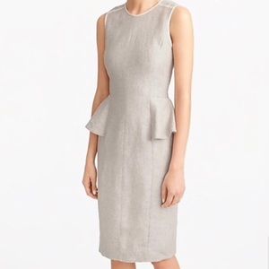 NWT J CREW LINEN PEPLUM DRESS